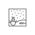 bench snow outline icon. Element of landscape outline icon for mobile concept and web apps. Thin line bench snow outline icon icon Royalty Free Stock Photo