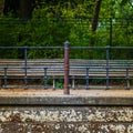 Bench on the Spree river in Berlin Royalty Free Stock Photo