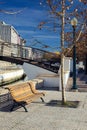 Bench close to chanal in Aveiro, Portugal Royalty Free Stock Photo