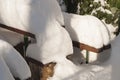 Bench, table and snow Royalty Free Stock Photo