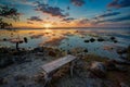 Bench to sit on to enjoy Key Largo sunset Royalty Free Stock Photo