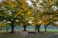 Bench in Tumuli park royal tomb Royalty Free Stock Photo