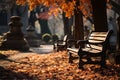 bench under a tree near the Picturesque Lake, idyll and silence.