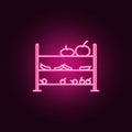 bench with vegetables outline icon. Elements of Mall Shopping center in neon style icons. Simple icon for websites, web design, Royalty Free Stock Photo