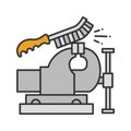 Bench vice cleaning with wire brush color icon Royalty Free Stock Photo