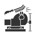 Bench vice cleaning with wire brush glyph icon Royalty Free Stock Photo