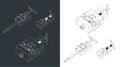 Bench vice isometric drawings mini Set Royalty Free Stock Photo