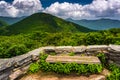 Bench and view of the Appalachians from Craggy Pinnacle Royalty Free Stock Photo