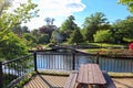 Bench view of the Japanese Garden at Roger Williams Park