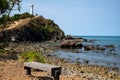 Bench with the view of lighthouse on Koh Lanta.