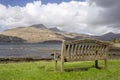 Bench of view of Scottish highlands in Mull