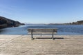 Bench at the wallersee in austria Royalty Free Stock Photo