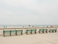 Benches and beach at Jacob Riis Park, in Rockaways, Queens, New York City Royalty Free Stock Photo