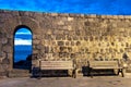 Benches in CefalÃÂ¹ Royalty Free Stock Photo