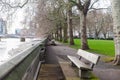 Benches in city park, London Royalty Free Stock Photo