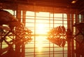 Benches in the hall of airport Royalty Free Stock Photo