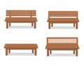 Benches isolated on white background.vector illustration.wooden construction. Royalty Free Stock Photo
