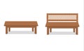 Benches isolated on white background.vector illustration.wooden construction. Royalty Free Stock Photo