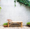 Benches are made of dried bamboo, with flower pots and loft-style cement walls.