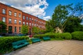 Benches at Park Avenue Median Park, in Bolton Hill, Baltimore, Maryland Royalty Free Stock Photo