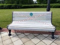 Benches in the park. Ban on sitting