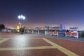 Benches at Persian Gulf in Abu Dhabi at night