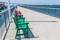 Benches on Pier at Cesar Chavez Park in San Diego