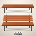 Benches set. Park wooden benches isolated. Vector