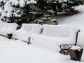 Benches under snow