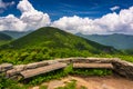 Benches and view of the Appalachians from Craggy Pinnacle Royalty Free Stock Photo