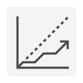 Benchmark and increasing graph or chart vector icon design with up arrow. 48x48 pixel perfect and editable stroke. Royalty Free Stock Photo