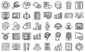 Benchmark testing icons set outline vector. Aspekt benchmarking