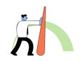 Benchmarking, business concept vector illustration. Businessman pushing needle indicator.