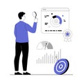 Benchmarking concept. Benchmark business development. Analysis financial statistics, data, graph, chart, report of a leader