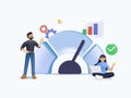 Benchmarking concept 3D illustration. Comparing business process, indicator, performance metrics to bests. Measuring Royalty Free Stock Photo