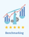 Benchmarking concept illustration. Comparing one`s business processes and performance metrics to best practices from