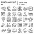 Benchmarking line icon set. Technology and computer signs collection, sketches, logo illustrations, web symbols, outline