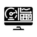 benchmarking screen gaming pc glyph icon vector illustration Royalty Free Stock Photo