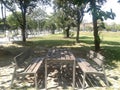 Benchs and Table in Praca Marechal Ancora Rio de Janeiro Downtown Brazil.