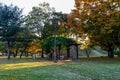 Bench in Tumuli park royal tomb Royalty Free Stock Photo