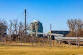 The bend on Bob Kerrey cable stayed pedestrian bridge Omaha Nebraska in early spring