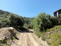 Bend in Dirt Road through Santa Barbara Hills Royalty Free Stock Photo