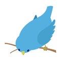 Bend down blue bird illustration