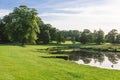 A bend in the River Bela at Dallam Park, Milnthorpe, Cumbria, England Royalty Free Stock Photo