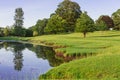 A bend in the River Bela at Dallam Park, Milnthorpe, Cumbria, England Royalty Free Stock Photo