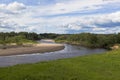 Bend of the river Vaga. View of the river in forest settlement Undercity, Velsky District, Arkhangelsk region Royalty Free Stock Photo