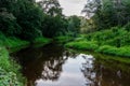 The bend of the small and fast Å irvinta River near Liukoniai in Lithuania