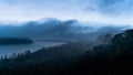 Bend in the Susquehanna river, on a very cloudy, misty, and moody day, seen from Chickies Rock County Park, Lancaster Royalty Free Stock Photo