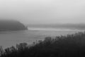 Bend in the Susquehanna River, on a very misty and foggy day, Lancaster County, PA Royalty Free Stock Photo