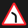 Bend to left warning sign flat icon Royalty Free Stock Photo